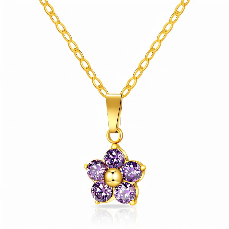 Keyuraa Amethyst Blossom Gold Pendant Necklace