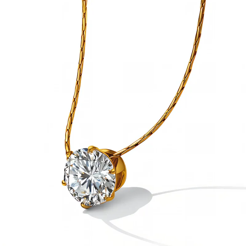 Pure Radiance 18K Gold Plated Solitaire Crystal Pendant Necklace