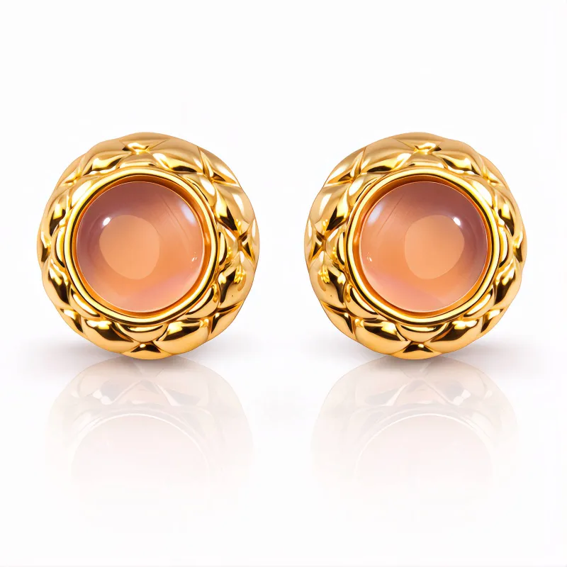 Rose Tresse Braided Round Stud Earrings