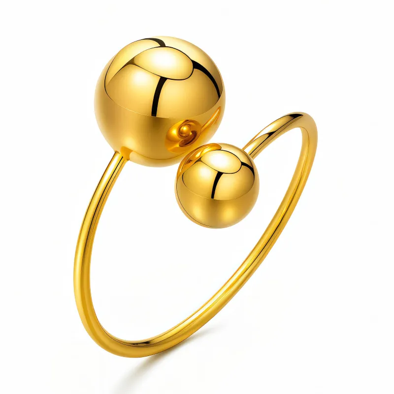 Orbit Duo 18K Gold Plated Double Ball Open Ring