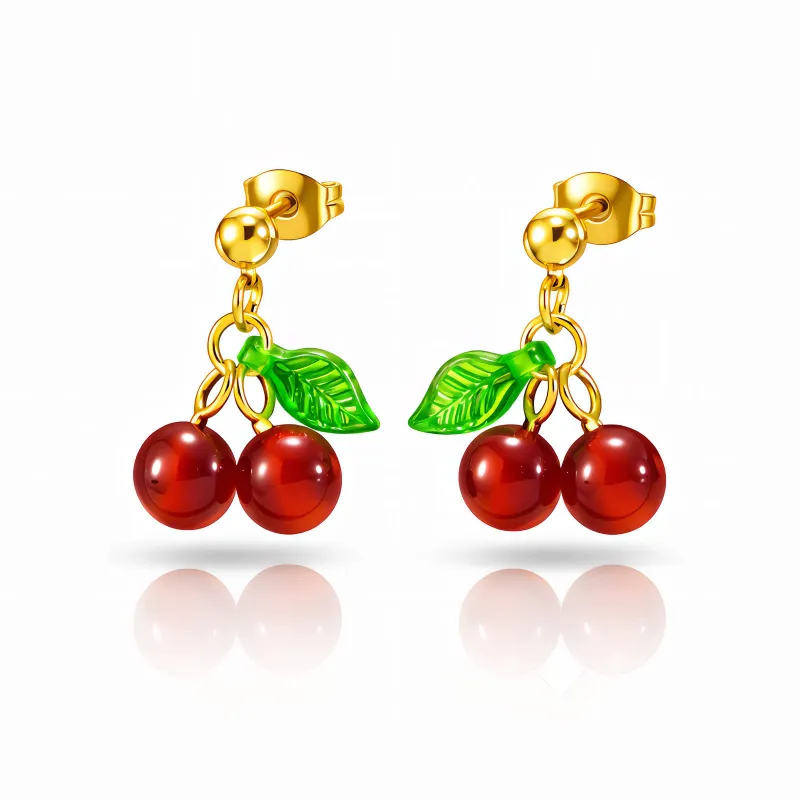 Cerise Cherry Drop Earrings