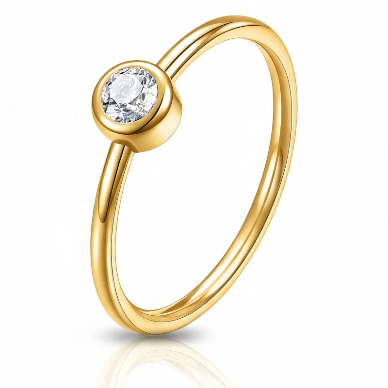 Pure Solitaire 18K Gold Plated Bezel Crystal Ring